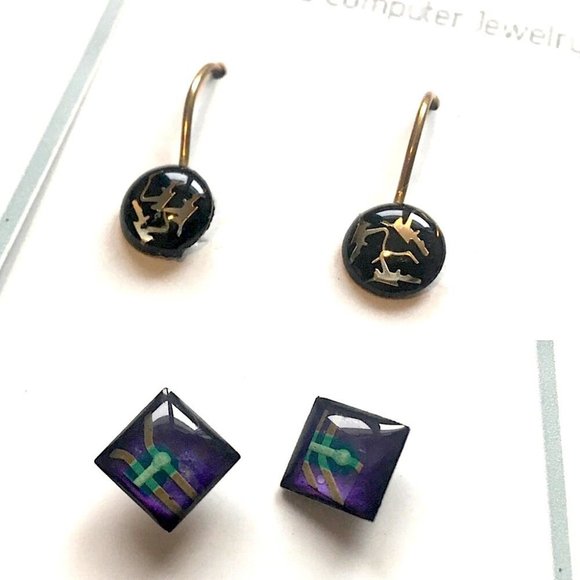 earrings Two pairs of Simple geometric upcycled handmade Canada computer parts - Picture 2 of 8